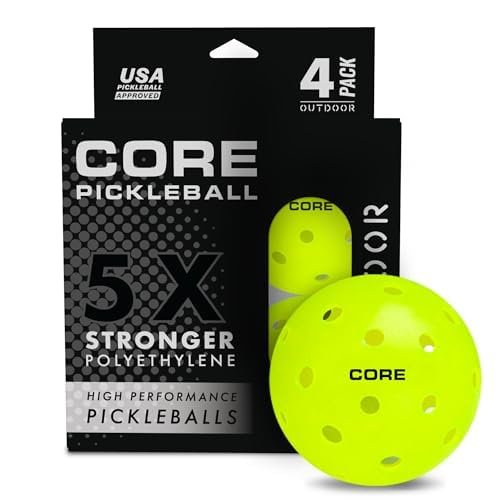 6 Best Pickleball Balls: Indoor vs Outdoor - CORE Crack-Resistant outdoor pickleball balls, 4-pack