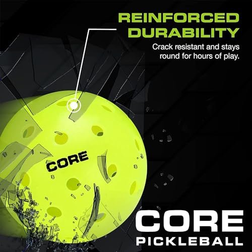 CORE pickleball ball detail showing 40-hole USAPA approved design