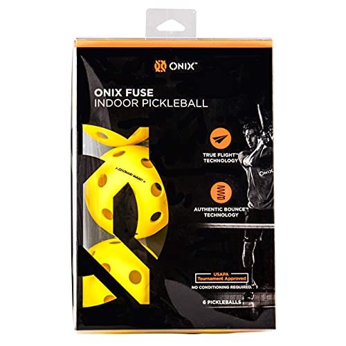 5 Best Pickleball Balls Packs - Onix Fuse indoor pickleballs yellow 6-pack