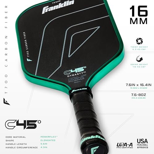 Franklin C45 Dynasty 16mm paddle face and 45-degree carbon fiber texture