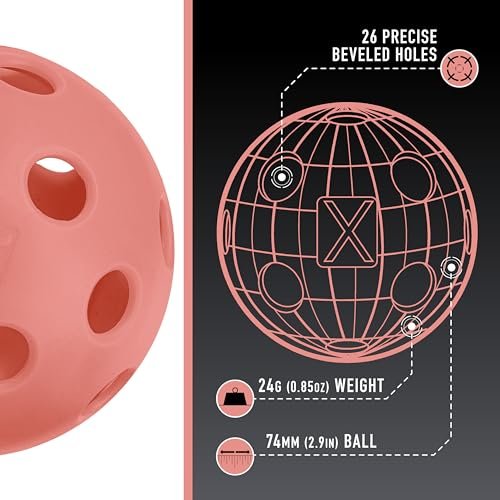 Franklin X-26 indoor pickleball close-up showing 26-hole pattern
