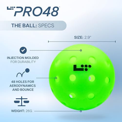5 Best Pickleball Balls Packs - LT Pro 48 pickleball side view