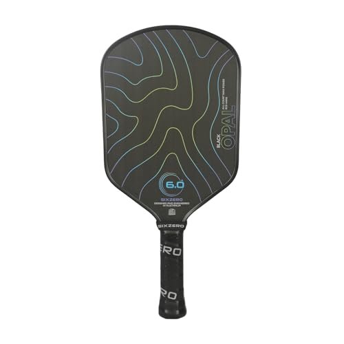 Six Zero Black Opal 14mm pickleball paddle with Diamond Tough raw carbon fiber face